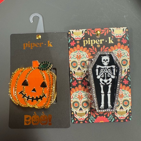 Piper K Halloween Pumpkin and Skeleton hair accessories main image 4